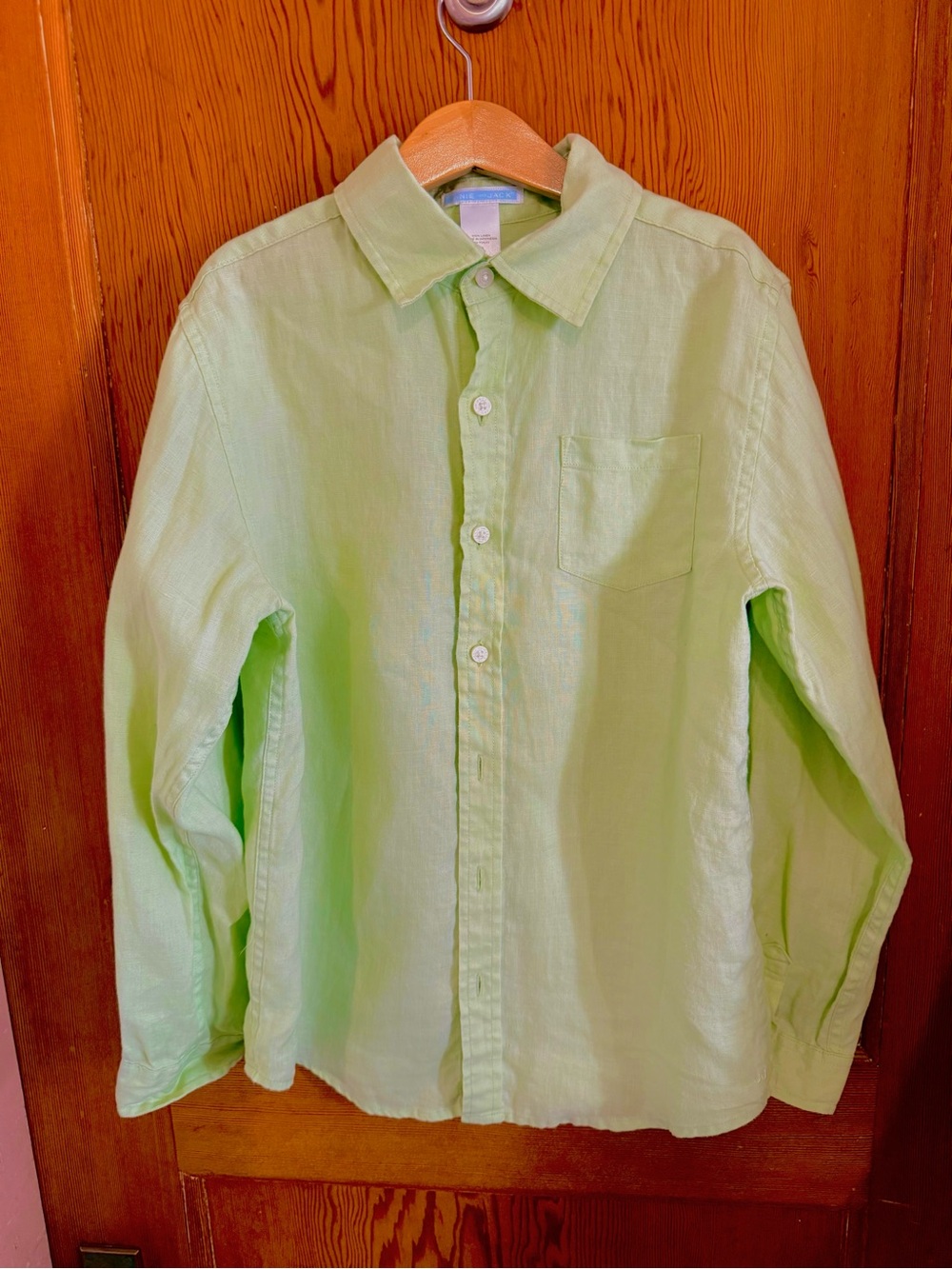 Janie and Jack Light Green Button-Up Linen Shirt size 10